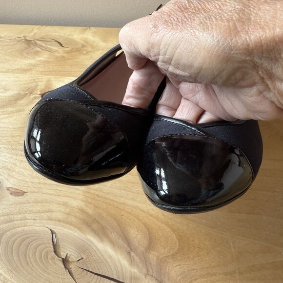 TARYN ROSE KARINE MULE WEDGE SLINGBACK SHOE PATENT LEATHER TOE ADJ STRAP 9M - Picture 6 of 11